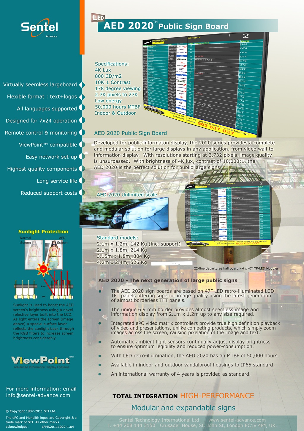 AED2020 large airport display board