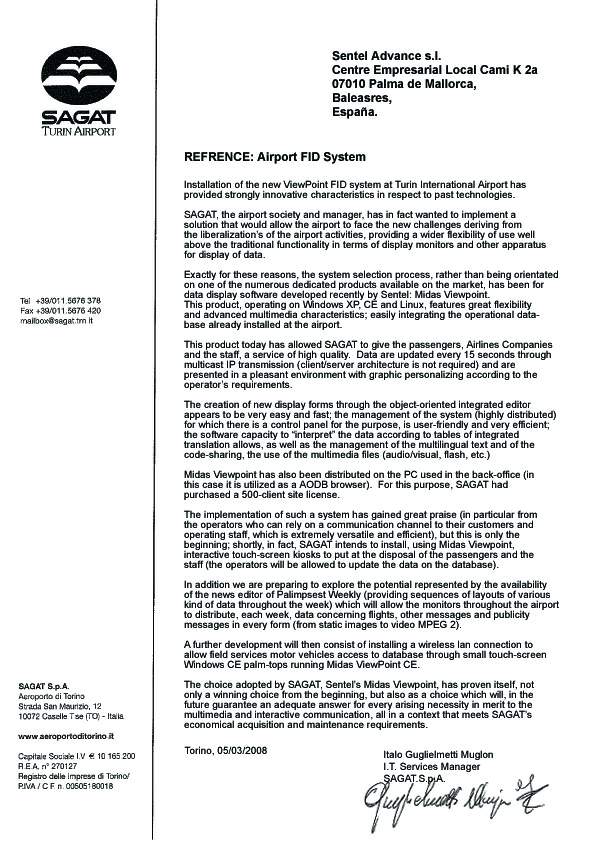Italian Airport Authority Reference letter